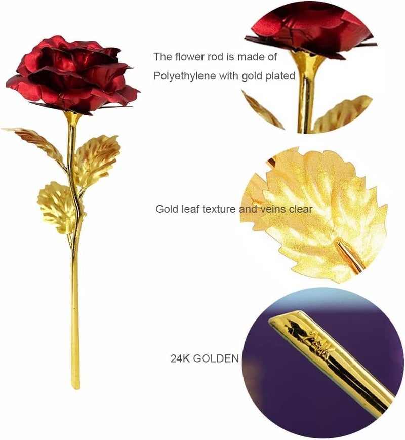 Case Creation Creative Gifts 24K Red Rose 10 INCHES with Gift Box Best Gift for Loves Ones Valentines Day Mothers Day Anniversary Birthday - Image 2