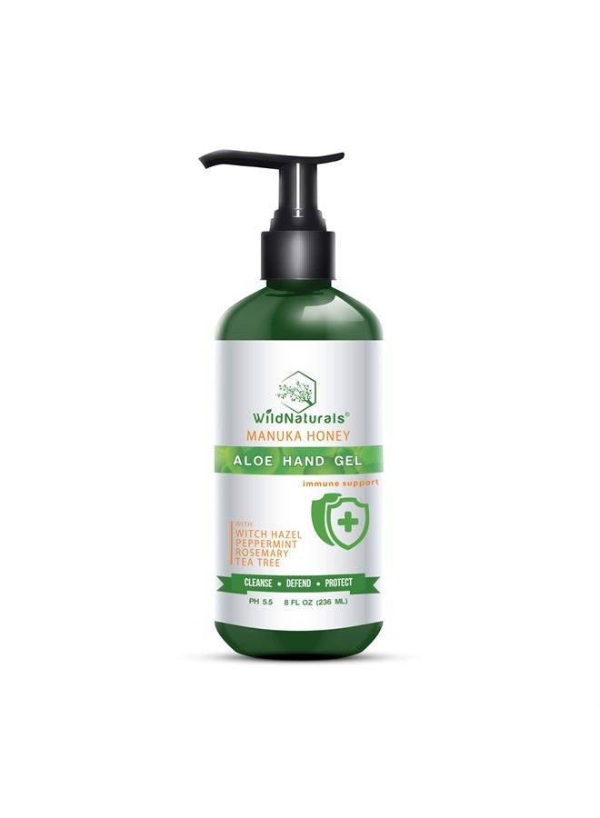 Wild Naturals Aloe Vera Hand Gel - 100% Pure, Organic Waterless Purifying Wash With Manuka Honey, Witch Hazel, Peppermint, Rosemary, and Cleansing Tea Tree - Image 1