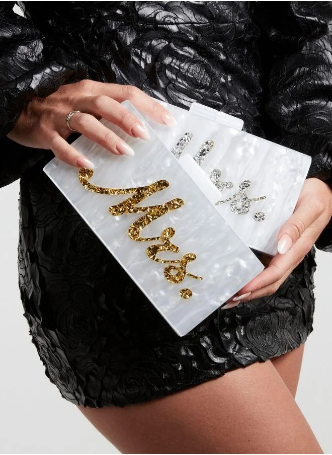 DAZED&ENGAGED Silver MRS Wedding Clutch Bag
