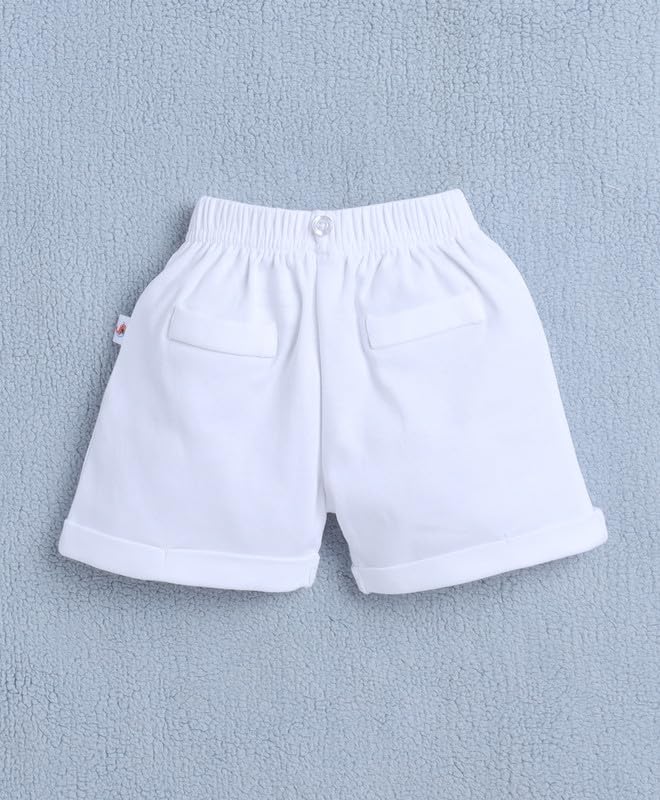BUMZEE Baby Boys Cotton Bodysuit & Short Set With Bow Suspender & Cap Blue & White - 9-12 Months - Image 5