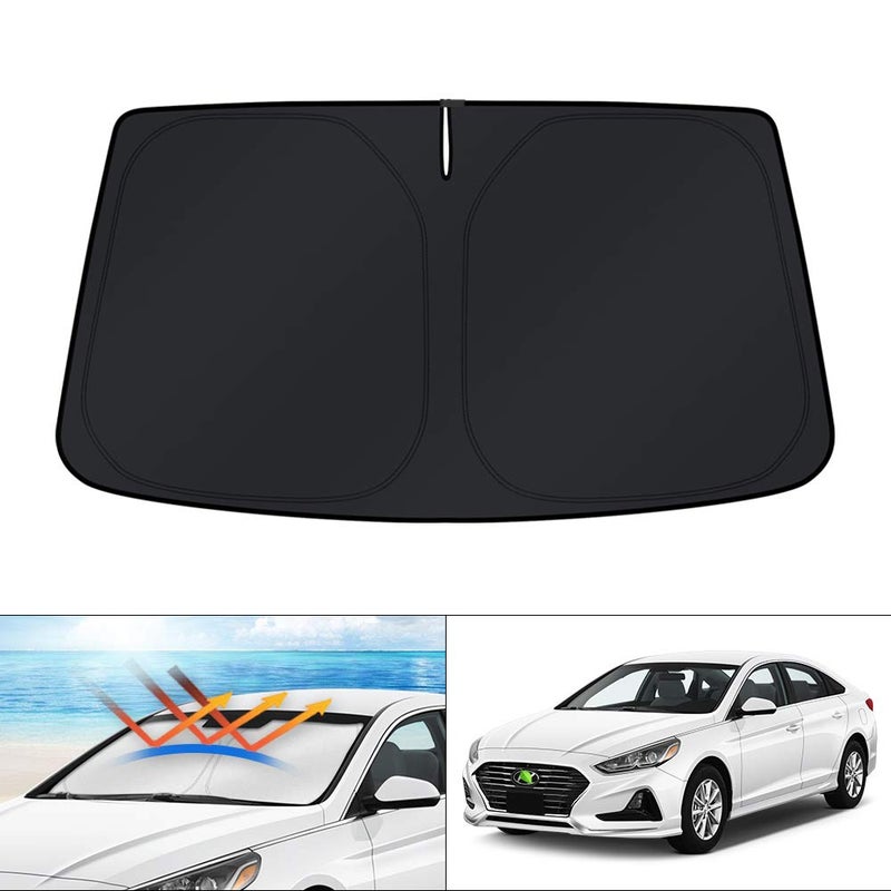 KUST Windshield Sun Shade for 2015 2016 2017 2018 2019 Hyundai Sonata Sedan Custom Fit Sunshades Car Accessories Foldable Sun Visor Sun Protector Blocks UV Rays