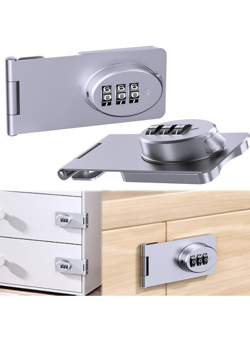 أوللاي أقفال بدون مفتاح مع تركيبة أرقام لدرج الزاوية، قفل بزاوية 90 درجة للأبواب المنزلقة/القابلة للدفع/أبواب الحظيرة، مزلاج بكلمة مرور للخزانة للمكتب والمطبخ والسياج الخارجي والحديقة والساحة، لاصق قوي/مثقاب - Image 1