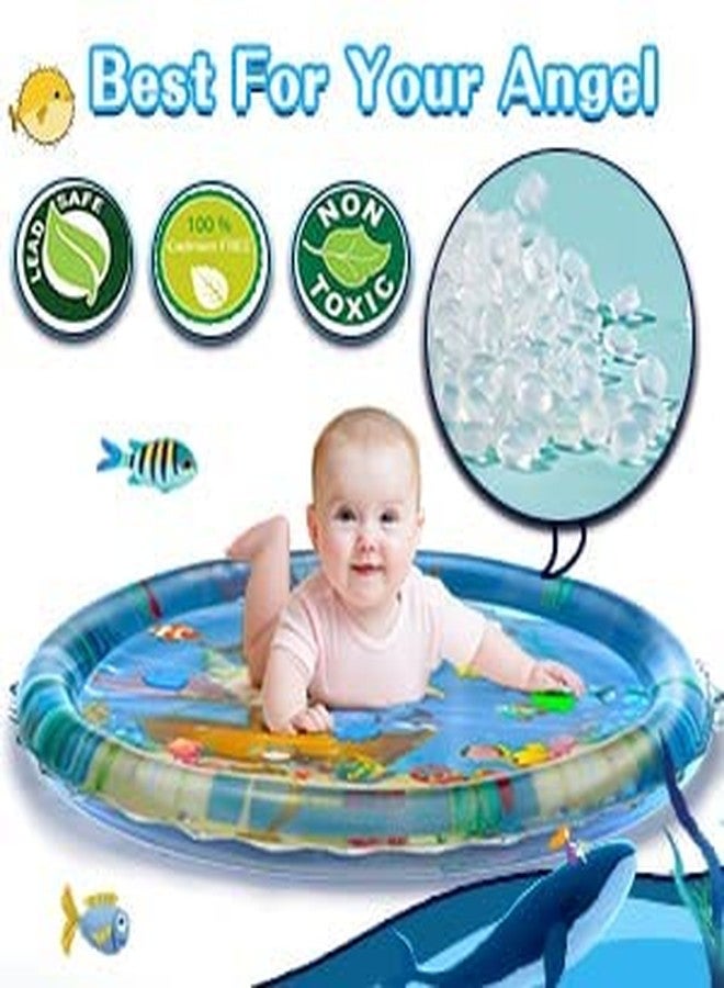 SEMITO Inflatable Tummy Time Leakproof, Fun Activity Indoor and Outdoor Water Play Mat for Baby Toddlers Perfect Fun Activity Inflatable Mat, Outdoor Water Play Mat for Baby (Blue) - Image 4
