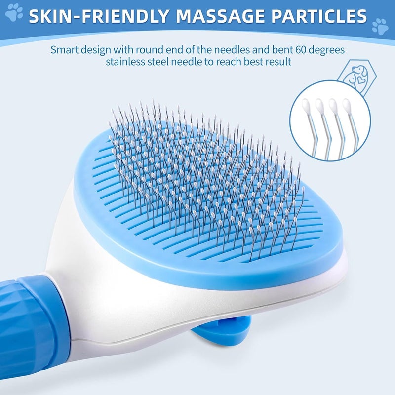 TRIVYOM Pet Grooming Comb With One Touch/Self Cleaning Cat Dog Slicker Brushes/Pet Grooming Brushes/Dog Cat Shedding Brushes/Great For Dogs And Cats Massage Clean Button - MULTICOLOR - Image 2