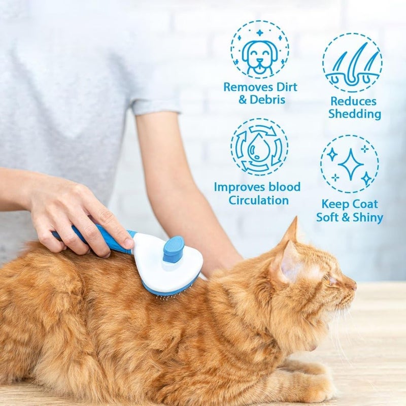 TRIVYOM Pet Grooming Comb With One Touch/Self Cleaning Cat Dog Slicker Brushes/Pet Grooming Brushes/Dog Cat Shedding Brushes/Great For Dogs And Cats Massage Clean Button - MULTICOLOR - Image 4