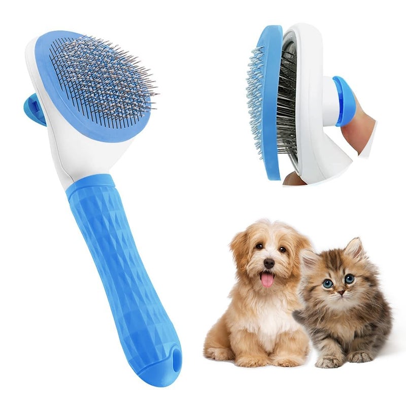 TRIVYOM Pet Grooming Comb With One Touch/Self Cleaning Cat Dog Slicker Brushes/Pet Grooming Brushes/Dog Cat Shedding Brushes/Great For Dogs And Cats Massage Clean Button - MULTICOLOR - Image 1