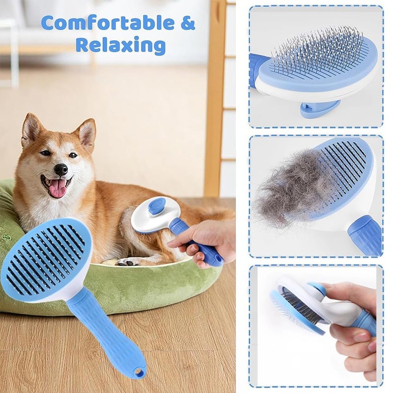 TRIVYOM Pet Grooming Comb With One Touch/Self Cleaning Cat Dog Slicker Brushes/Pet Grooming Brushes/Dog Cat Shedding Brushes/Great For Dogs And Cats Massage Clean Button - MULTICOLOR - Image 3