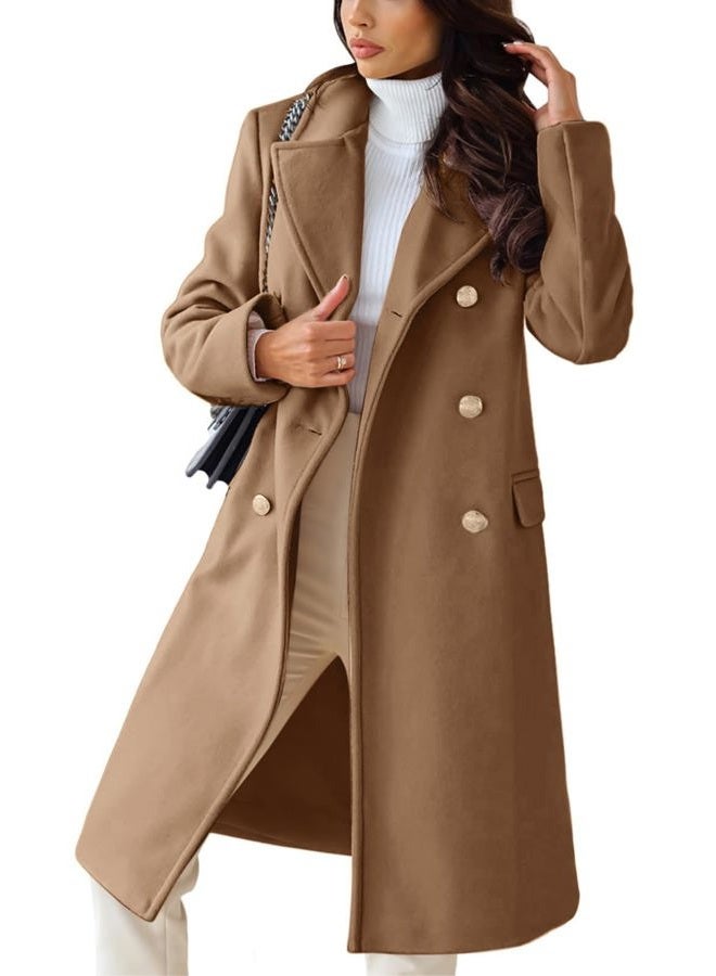 CHARTOU Women's Winter Jacket Double-Breasted Wool Blend Warm Long Trench Coat (Medium, Camel) - Image 1