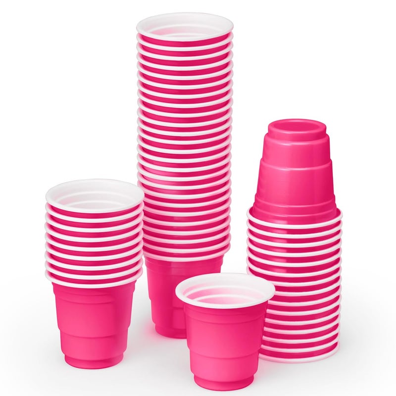 xo, Fetti Party Decorations Hot Pink Plastic Shot Glasses - 50 Disposable 2 oz Cups | Bachelorette Party Cups, Birthday Party Decorations, Party Favors, Pink Baby Shower Supplies, Cute Plastic Cups - Image 1