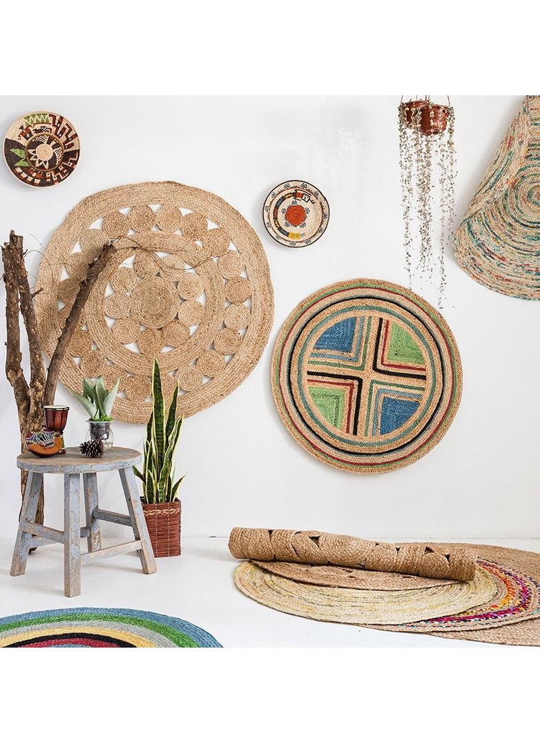 LINGWEI Natural Jute Rug Carpet Handwooven Round Jute Rug For Living Room Bedroom Natural Braided Floor Mat Rugs Seagrass Rug Carpet For Kitchen Entryway Hallway 120x120 - Image 3