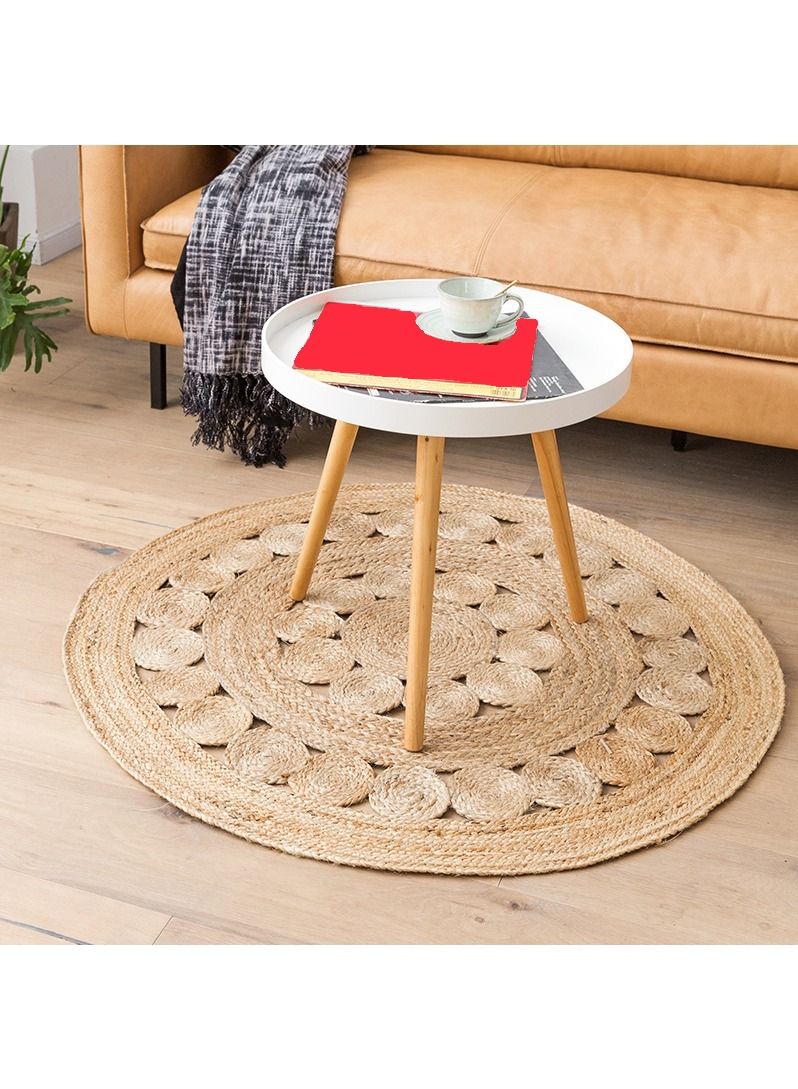 LINGWEI Natural Jute Rug Carpet Handwooven Round Jute Rug For Living Room Bedroom Natural Braided Floor Mat Rugs Seagrass Rug Carpet For Kitchen Entryway Hallway 120x120 - Image 4