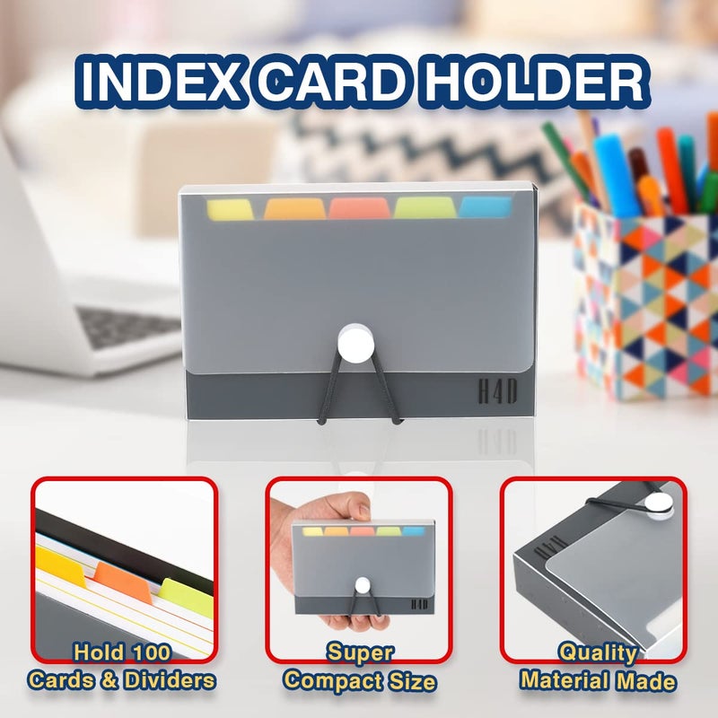 H4D 3x5 Index Card Case with 100 Heavyweight Ruled Index Cards and Dividers, Black - Image 3