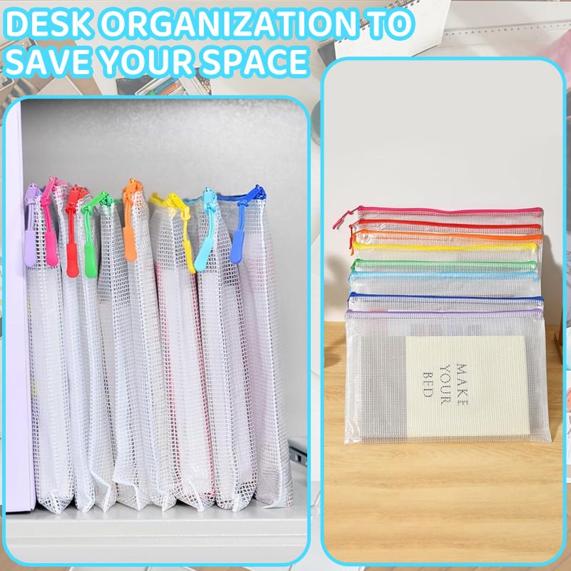 YOPCDJ 24pcs Mesh Zipper Pouch File Bags Puzzle Storage Bags, A4 13x9 Inches Large Reusable Zipper Pouches for Organizing Classroom Board Game Organization - Image 4