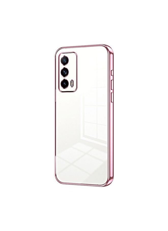 HuHa Case Cover For Realme X7 Pro Ultra Transparent Plating Fine Hole Phone Case Pink 