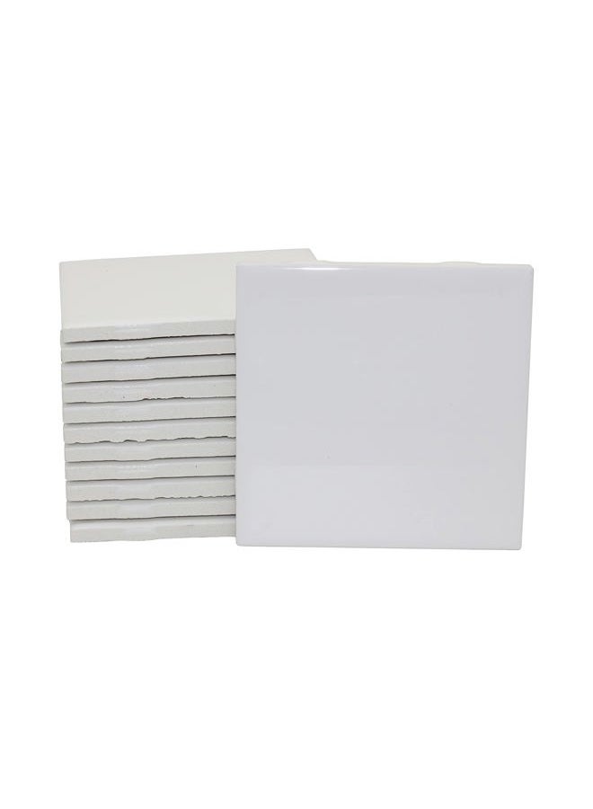 Creative Hobbies 12 Pack of Glossy White Glazed Ceramic Tiles for Alcohol Ink Painting, Decorating, Arts & Crafts, 4.25 x 4.25 Inch Square, Ready-to-Paint Ceramics - Image 1