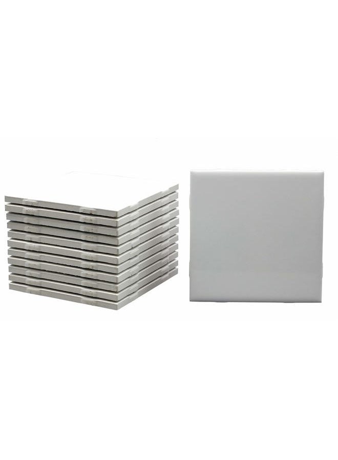 Creative Hobbies 12 Pack of Glossy White Glazed Ceramic Tiles for Alcohol Ink Painting, Decorating, Arts & Crafts, 4.25 x 4.25 Inch Square, Ready-to-Paint Ceramics - Image 2