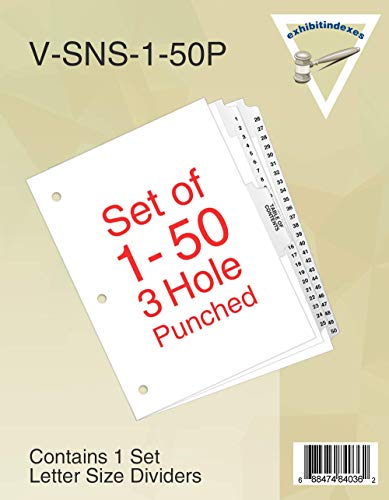 Exhibitindexes® Numbered Dividers 1-50 Punched - AVE Style Bold Tabs - Side Collated Exhibit Tabs - Made in The USA | Letter Size - 1-50 - Sets - Image 3