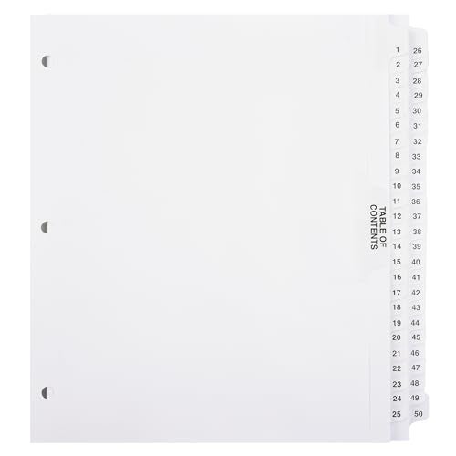 Exhibitindexes® Numbered Dividers 1-50 Punched - AVE Style Bold Tabs - Side Collated Exhibit Tabs - Made in The USA | Letter Size - 1-50 - Sets - Image 1