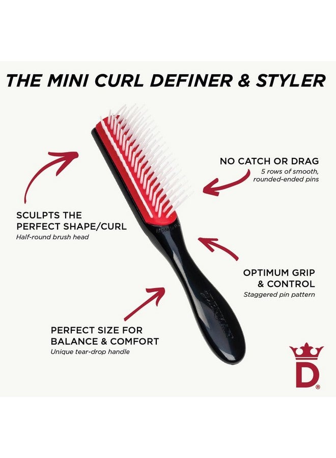 دنمان فرشاة الشعر المجعد دينمان D14 (أسود) فرشاة تصفيف الشعر بخمسة صفوف لفك التشابك وفصل وتشكيل وتحديد تجعيدات الشعر والغرة - للنساء والرجال - Image 5