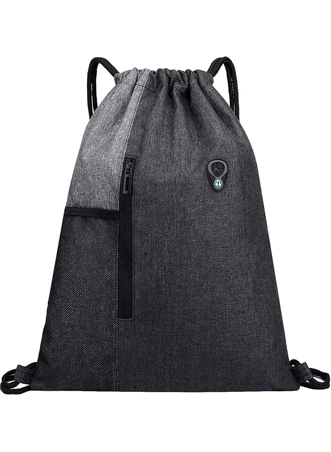 PROMASS Gym Bag Drawstring Backpack,Waterproof Gym sack PE Bag with Zipper and Mesh Pockets,Best for Outdoor Sports,Yoga,Swimming - Image 1