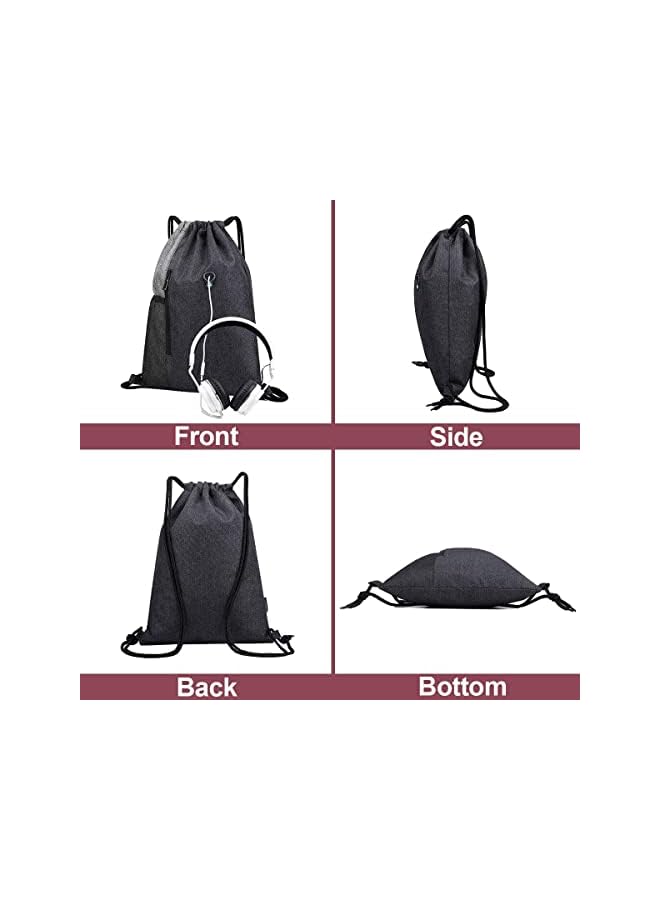 PROMASS Gym Bag Drawstring Backpack,Waterproof Gym sack PE Bag with Zipper and Mesh Pockets,Best for Outdoor Sports,Yoga,Swimming - Image 5