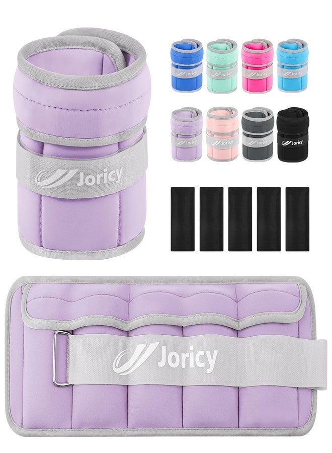 أوزان كاحل قابلة للتعديل من JORICY للنساء والرجال والأطفال، من 1 إلى 5 أرطال، زوج من أحزمة أوزان الساق لليوجا والمشي والجري والتمارين الرياضية والنادي الرياضي، لون بنفسجي - Image 1