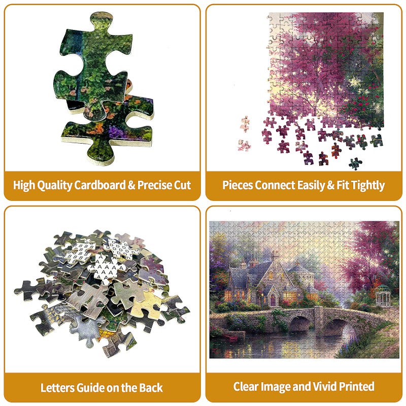 CHengQiSM Jigsaw Puzzles for Adults 1000 Pieces Country House Puzzles Spring Landscape Puzzle Picturesque Bridge 1000 Piece Jigsaw Puzzle DIY Challenging Game Toys Gift - Image 2