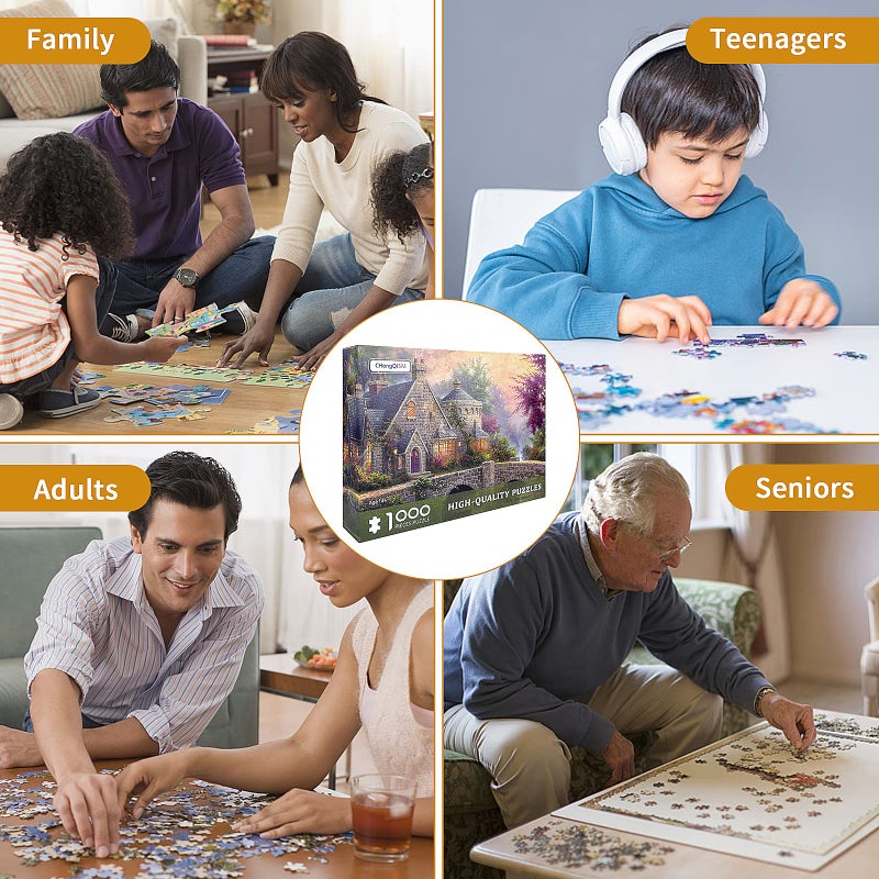 CHengQiSM Jigsaw Puzzles for Adults 1000 Pieces Country House Puzzles Spring Landscape Puzzle Picturesque Bridge 1000 Piece Jigsaw Puzzle DIY Challenging Game Toys Gift - Image 4