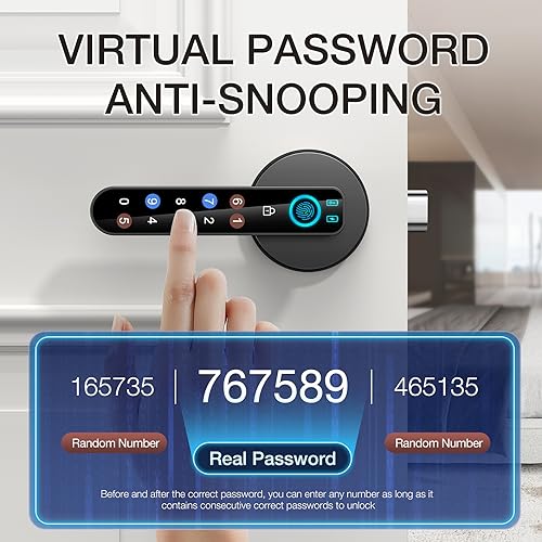 OFFTV Fingerprint Door Lock- Smart Door knob,biometric Door Lock，with passcode keypad keyless Entry Door Handle，for Bedroom Home Hotel Office Apartment (Black with APP) - Image 4
