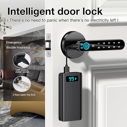 OFFTV Fingerprint Door Lock- Smart Door knob,biometric Door Lock，with passcode keypad keyless Entry Door Handle，for Bedroom Home Hotel Office Apartment (Black with APP) - Image 5