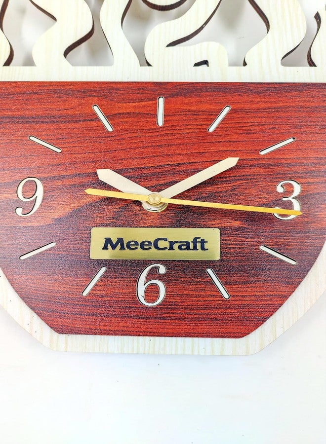 MeeCraft Wooden Coffee Cup Silhouette Wall Clock for Kitchen, 25x28 cm (Rosewood and White) - Image 3