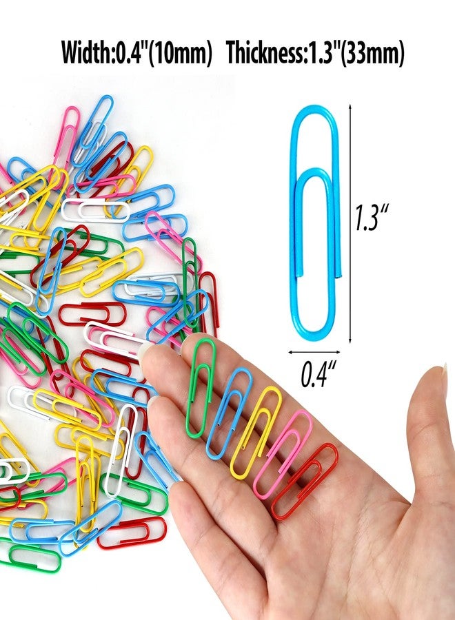 AnutriON Paper Clips, 180 Pack Medium Size Paperclips 1.3 Inch (33mm) Assorted Colored Coated Paper Clips Great for Office School Document Organizing - Image 2