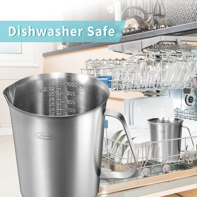 Newness Measuring Cup, [Upgraded, 3 Measurement Scales, Including Cup Scale, ML Scale, Ounce Scale], Newness Stainless Steel Measuring Cup with Marking with Handle, 32 Ounces (1.0 Liter, 4 Cup) - Image 5