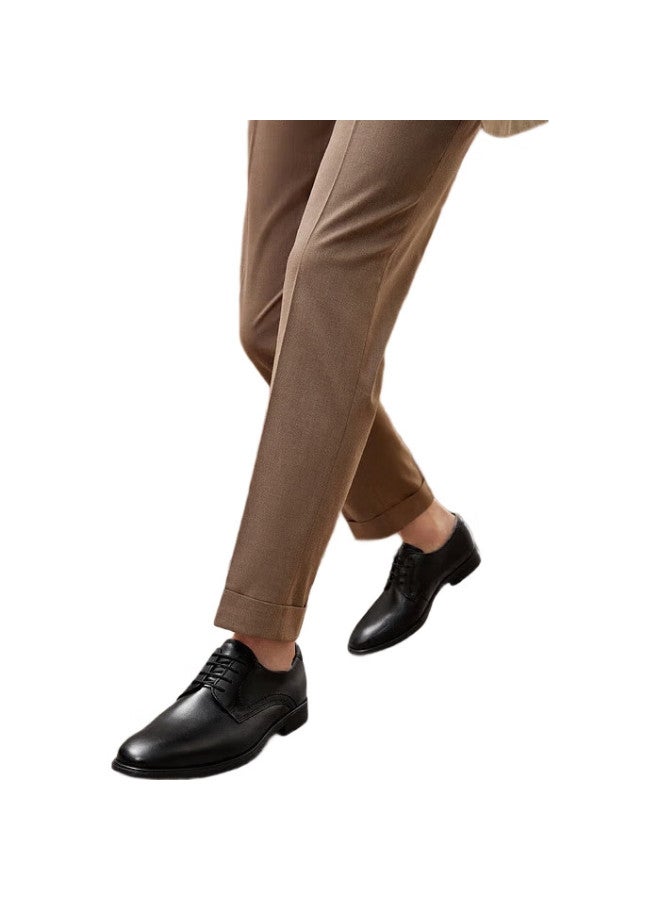 Ecco Derby Shoes, Cowhide Light Luxury Business Formal Leather Shoes For Men, Menben 621634, Black/Magnet Gray, Size 42 - Image 1