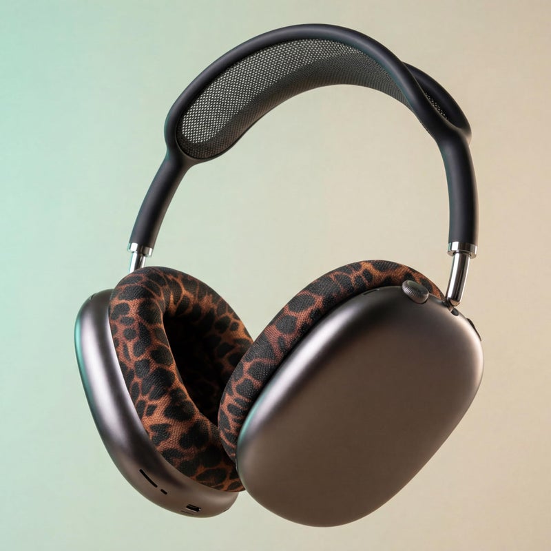 WC PadZ Max â€“ Ear Cushions Compatible with AirPods Max 1 & 2, Made by Wicked Cushions | Soft Fabric, Enhanced Comfort & Unique Style | Leopard - Image 5