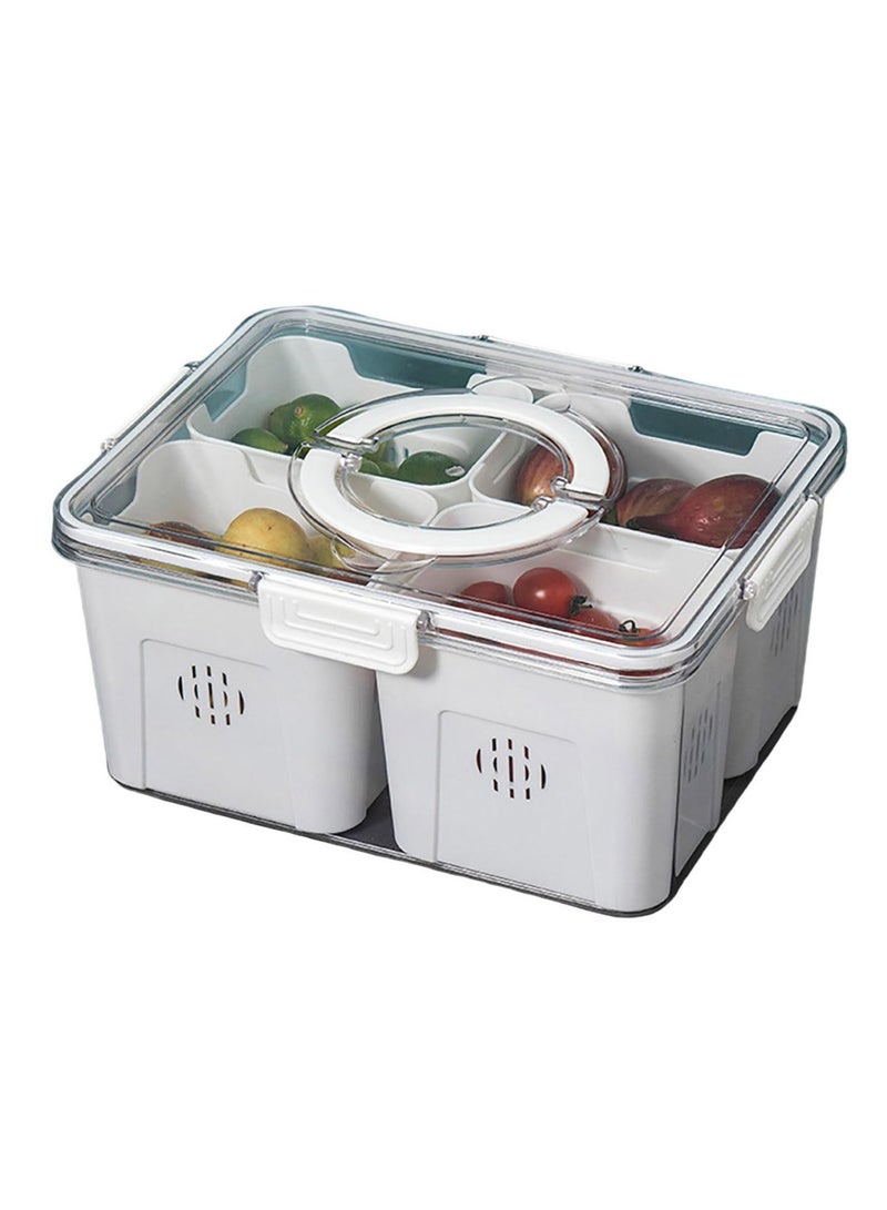 SOLARAE Fridge Fruit Storage Containers, Fridge Organizer with Lids, Stackable Refrigerator Organizer Bins, Removable Containers for Food and Storage, For Fruit, Vegetables, Food (4 Compartments-White) - Image 1