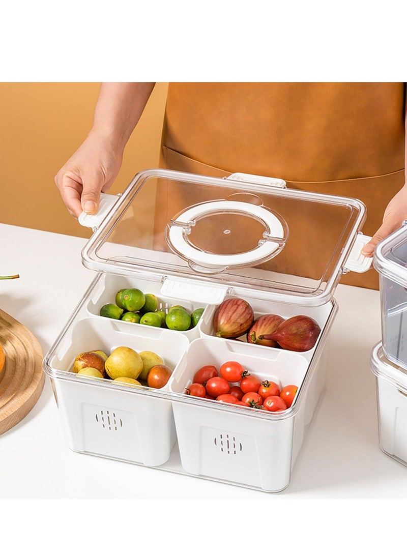 SOLARAE Fridge Fruit Storage Containers, Fridge Organizer with Lids, Stackable Refrigerator Organizer Bins, Removable Containers for Food and Storage, For Fruit, Vegetables, Food (4 Compartments-White) - Image 4