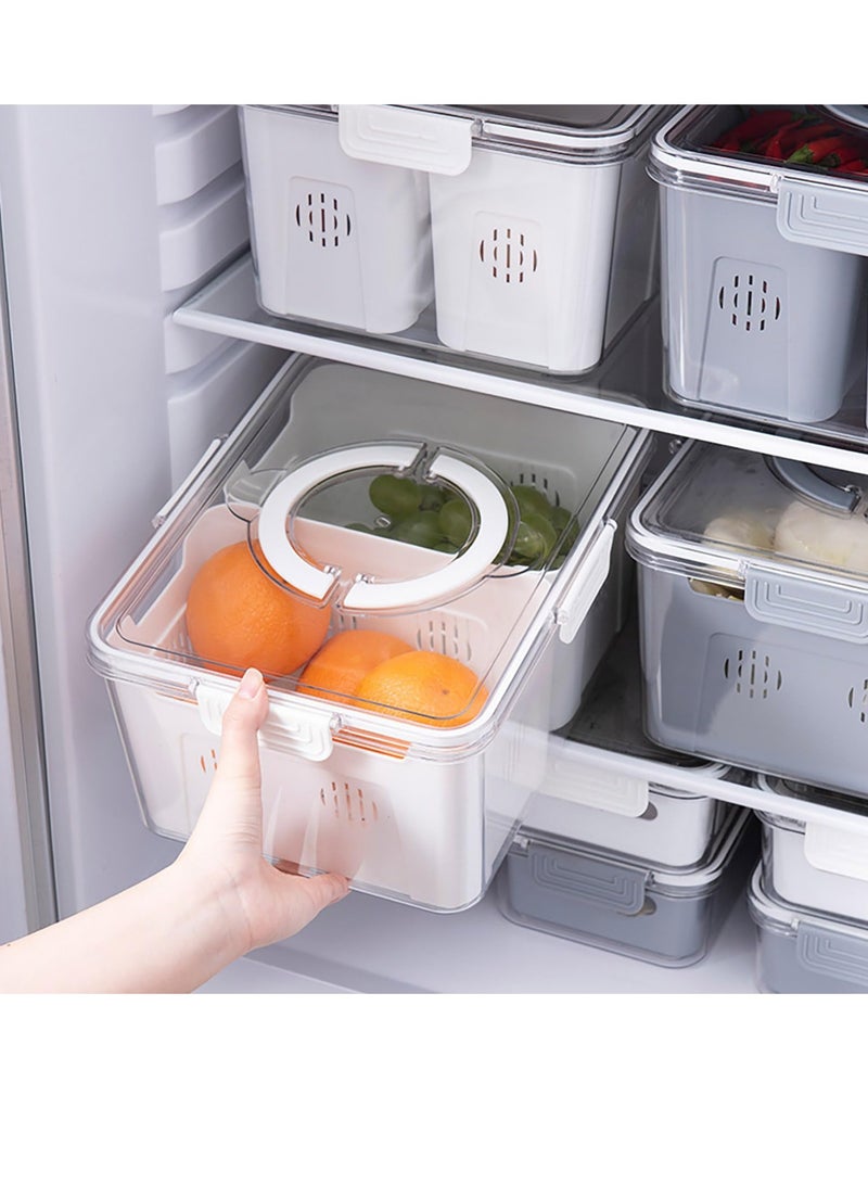 SOLARAE Fridge Fruit Storage Containers, Fridge Organizer with Lids, Stackable Refrigerator Organizer Bins, Removable Containers for Food and Storage, For Fruit, Vegetables, Food (4 Compartments-White) - Image 5