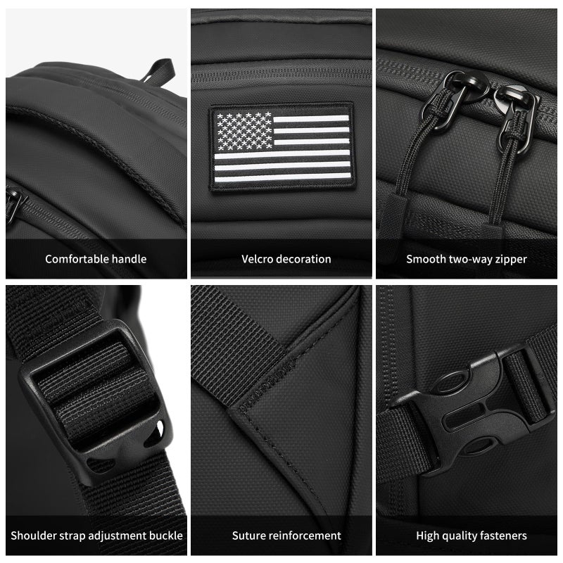 Wotony 25L Tactical Backpack, 18.5 inch, 900D Polyester, MOLLE System, Waterproof, for Men, Black - Image 5