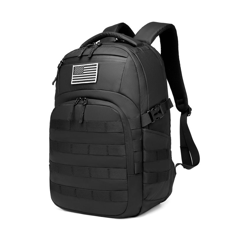 Wotony 25L Tactical Backpack, 18.5 inch, 900D Polyester, MOLLE System, Waterproof, for Men, Black - Image 2