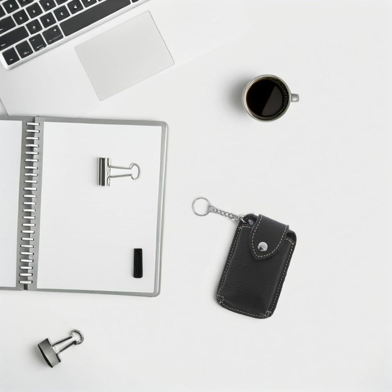 Leather Key Fob Cover for Keys with Mini Black Genuine Cowhide for Remote - Image 5