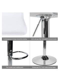 Generic Adjustable Swivel Barstools, PU Leather with Chrome Base, Pub Counter Chair (D-White)  - Image 3