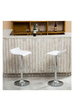 Generic Adjustable Swivel Barstools, PU Leather with Chrome Base, Pub Counter Chair (D-White)  - Image 4