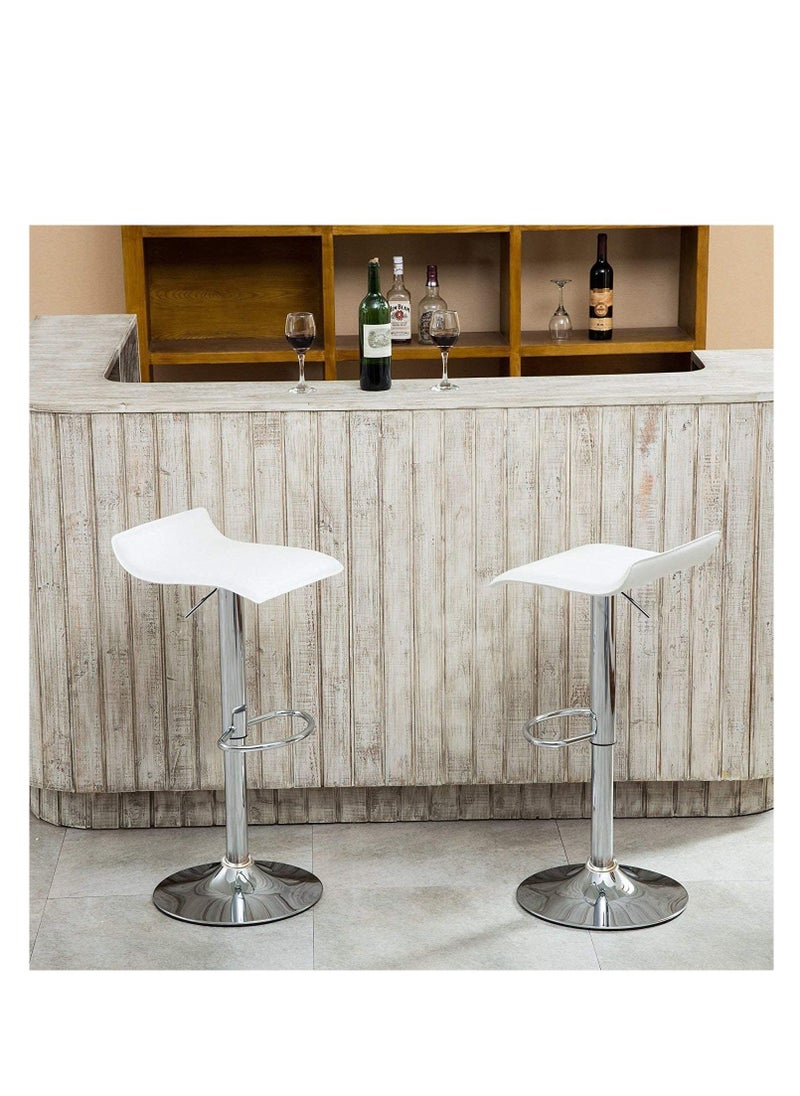 Generic Adjustable Swivel Barstools, PU Leather with Chrome Base, Pub Counter Chair (D-White)  - Image 4