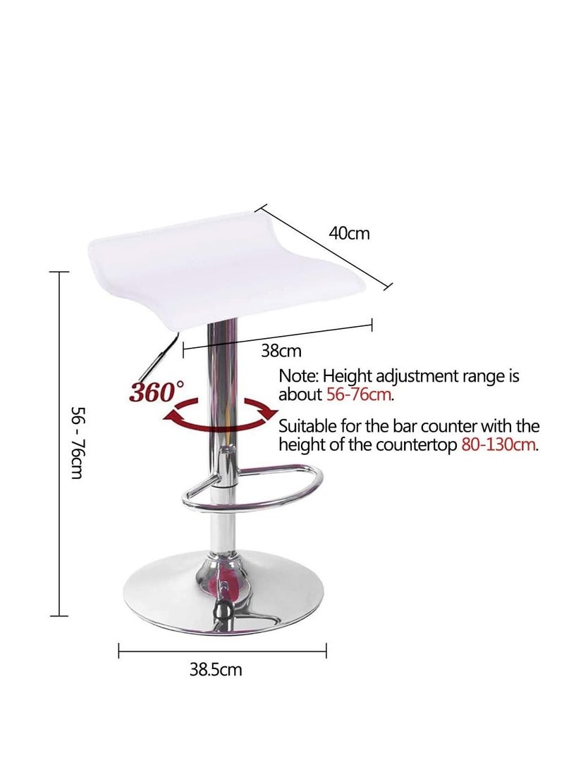 Generic Adjustable Swivel Barstools, PU Leather with Chrome Base, Pub Counter Chair (D-White)  - Image 2