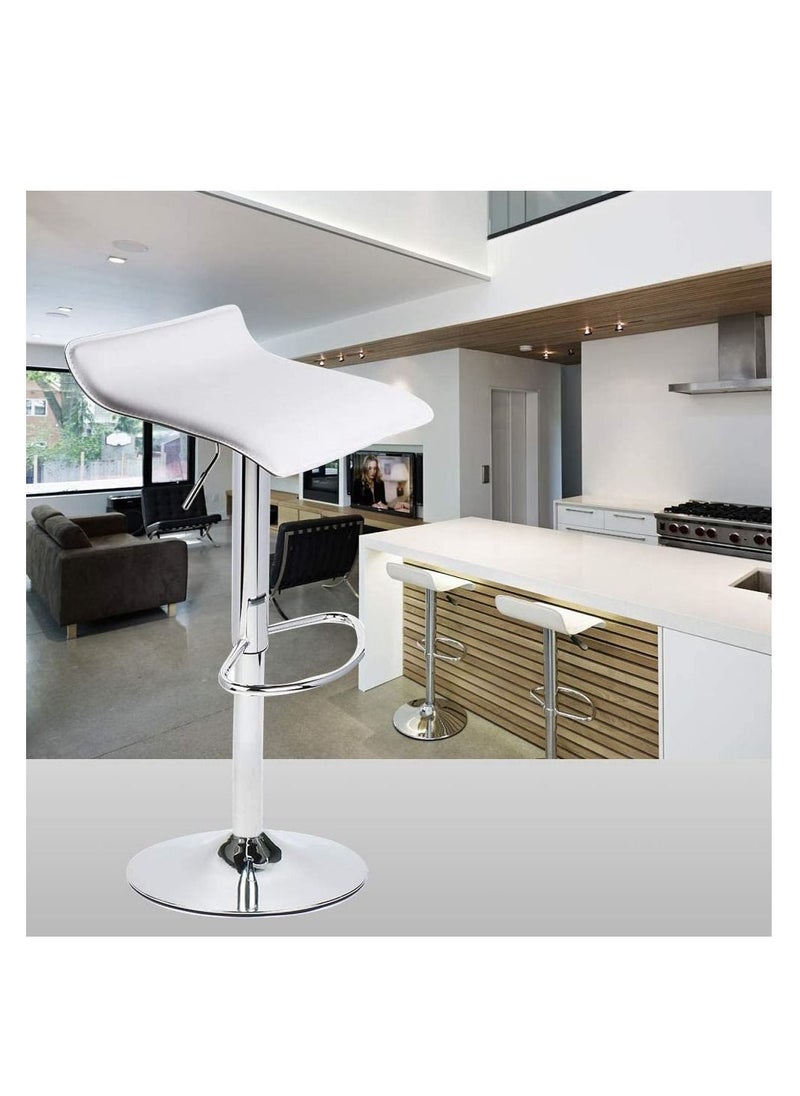 Generic Adjustable Swivel Barstools, PU Leather with Chrome Base, Pub Counter Chair (D-White)  - Image 5