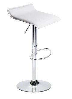 Generic Adjustable Swivel Barstools, PU Leather with Chrome Base, Pub Counter Chair (D-White)  - Image 1