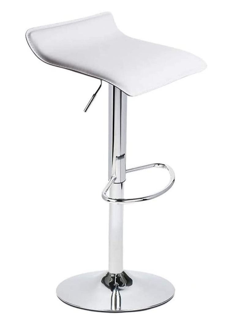 Generic Adjustable Swivel Barstools, PU Leather with Chrome Base, Pub Counter Chair (D-White)  - Image 1