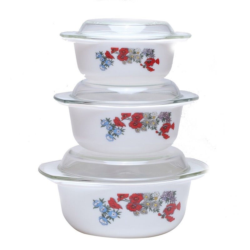 Timmy 3 Pieces Casserole Set | Heat Resistant Food Storage & Serving Containers with Lids - Image 1