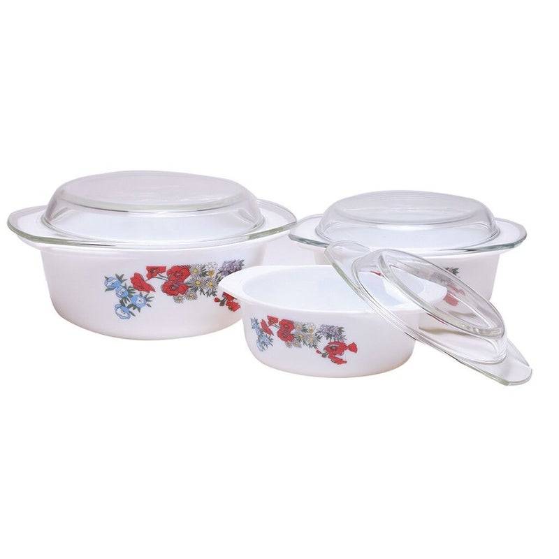 Timmy 3 Pieces Casserole Set | Heat Resistant Food Storage & Serving Containers with Lids - Image 3